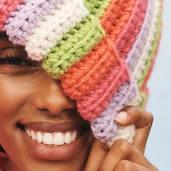 NWT Anthropologie Chunky Striped Beanie main image 5
